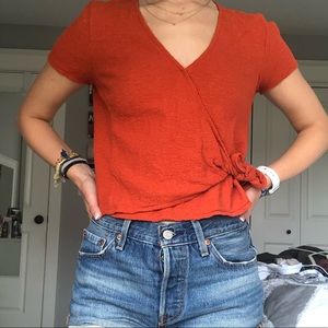 Burnt orange madwell wrap shirt